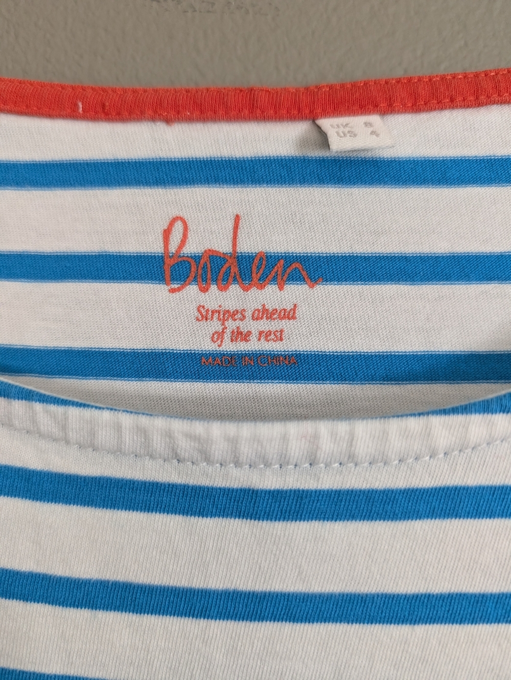 Boden Stripes Ahead Of The Rest Tee Shirt Size 4 - Picture 3 of 6